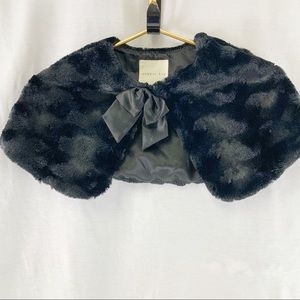 Black Faux Fur Capelet